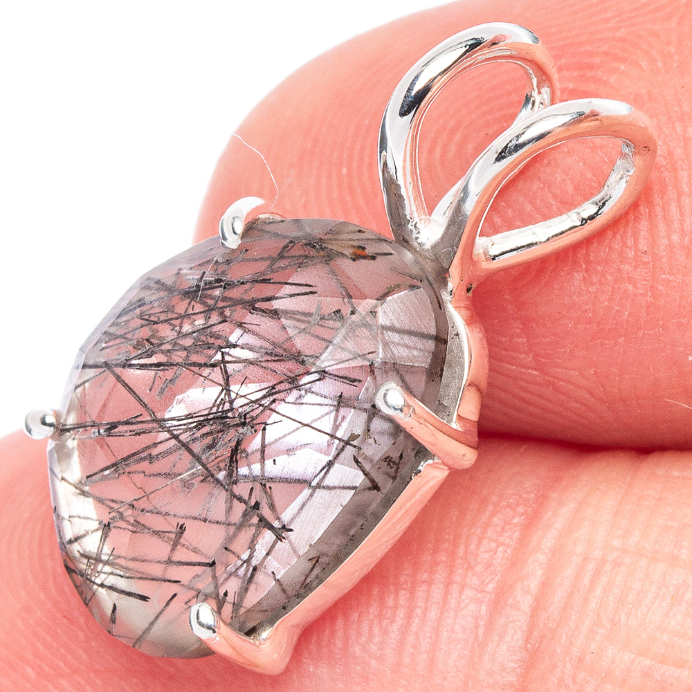 Value Tourmalinated Quartz Pendant 7/8" (925 Sterling Silver) P44510