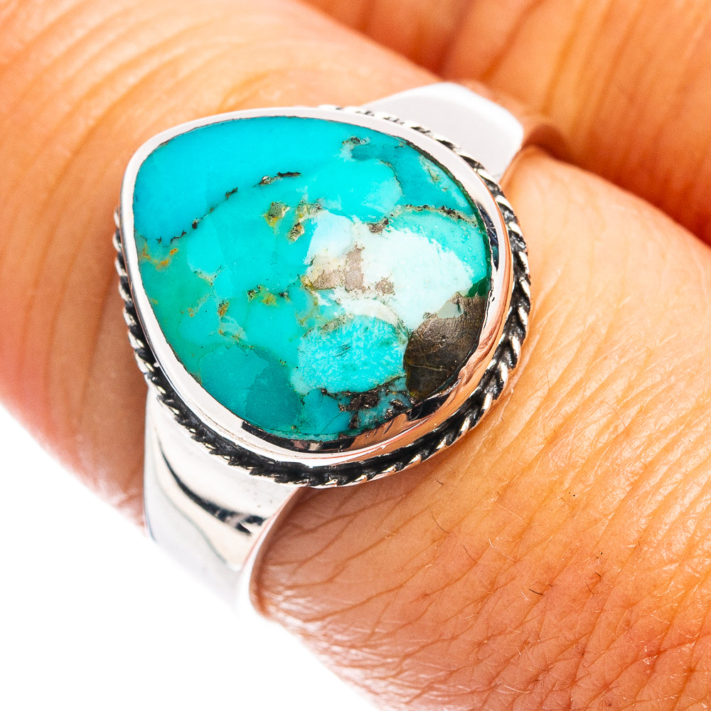 Native Style Mohave Turquoise Ring Size 7.75 (.925 Sterling Silver)