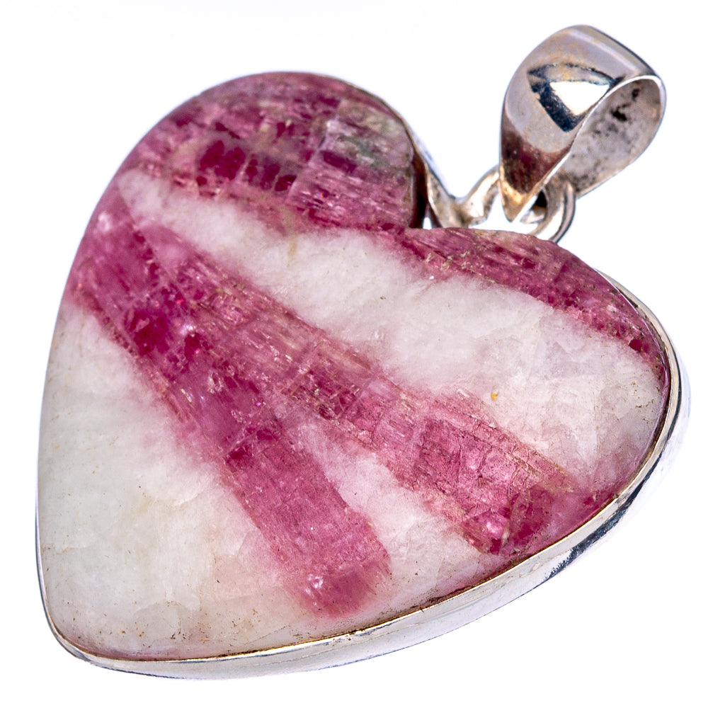 Tourmaline In Quartz Heart Pendant 1 3/4" (925 Sterling Silver) P42862
