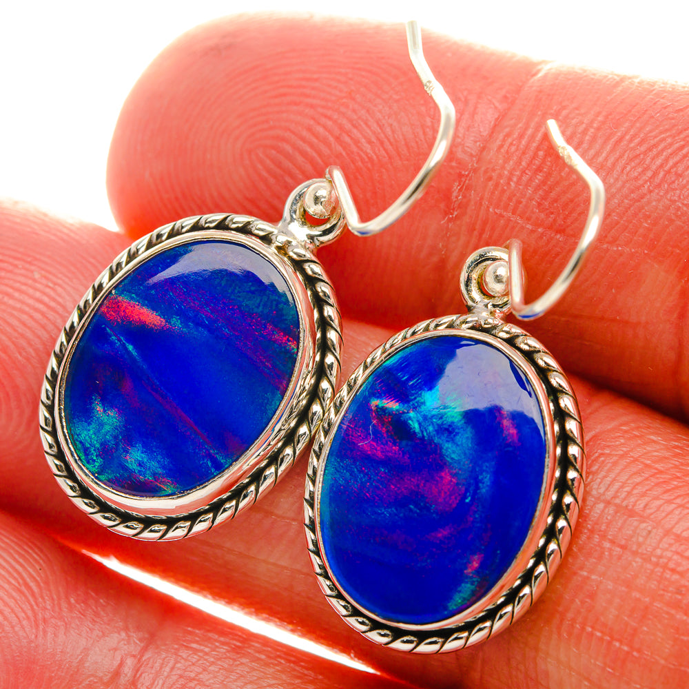 Aura Opal Earrings 1 3/8" (925 Sterling Silver) EARR432011