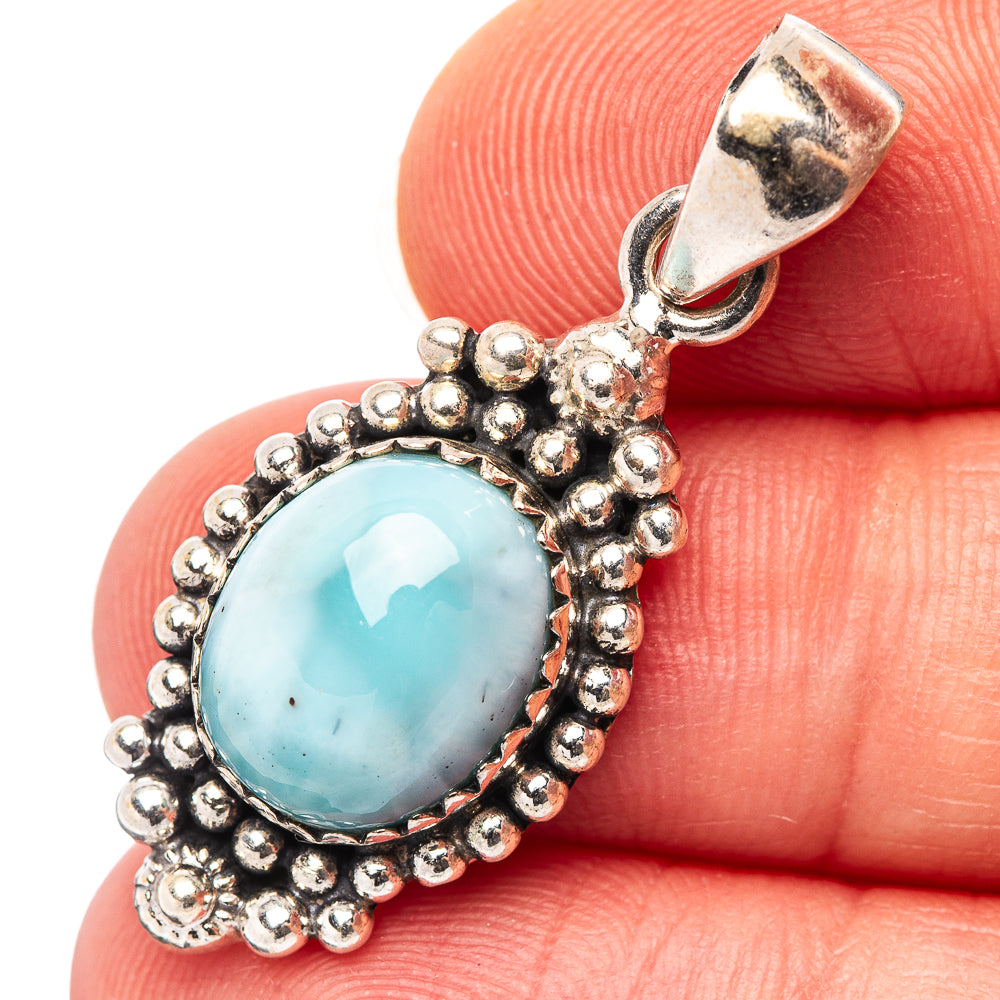 Larimar Pendant 1 3/8" (.925 Sterling Silver)