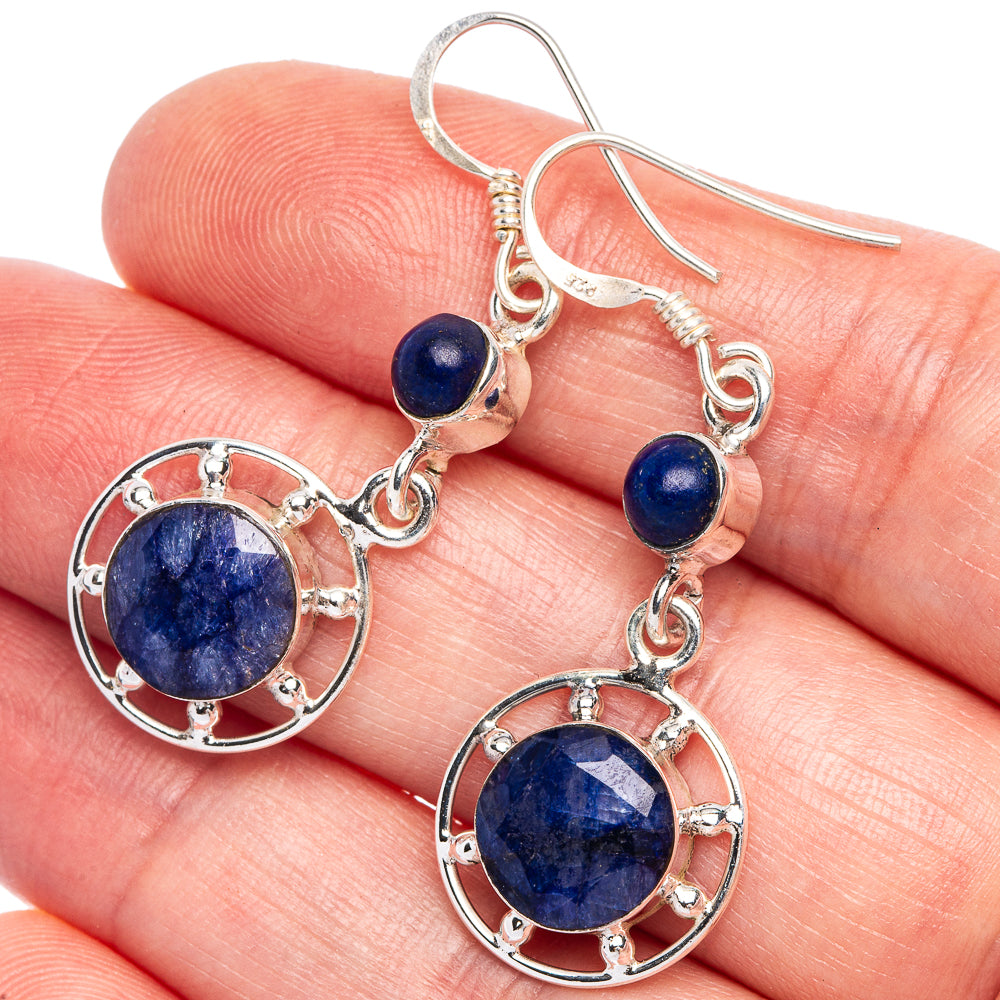 Sillimanite, Lapis Lazuli Earrings 1 3/4" (925 Sterling Silver) E433410