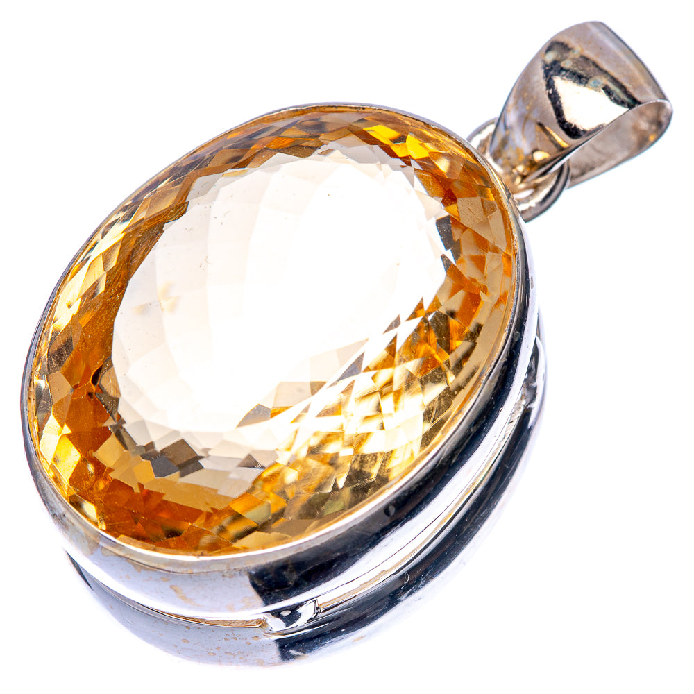 Faceted Premium Citrine Pendant 1 3/8" (925 Sterling Silver) P39873