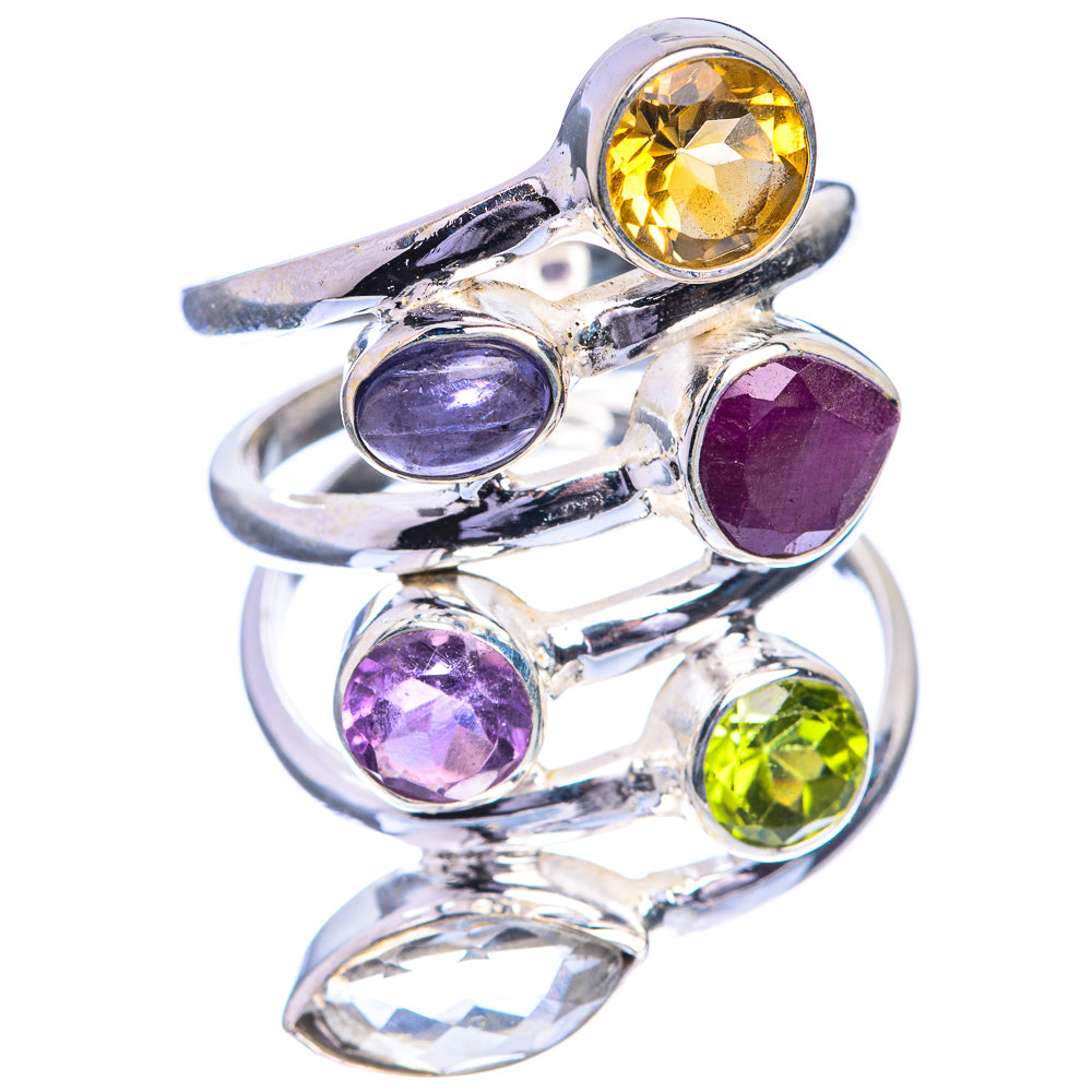 Large Citrine, Tanzanite, Ruby, Amethyst, Peridot, White Quartz Ring Size 6.75 (925 Sterling Silver) RING143339