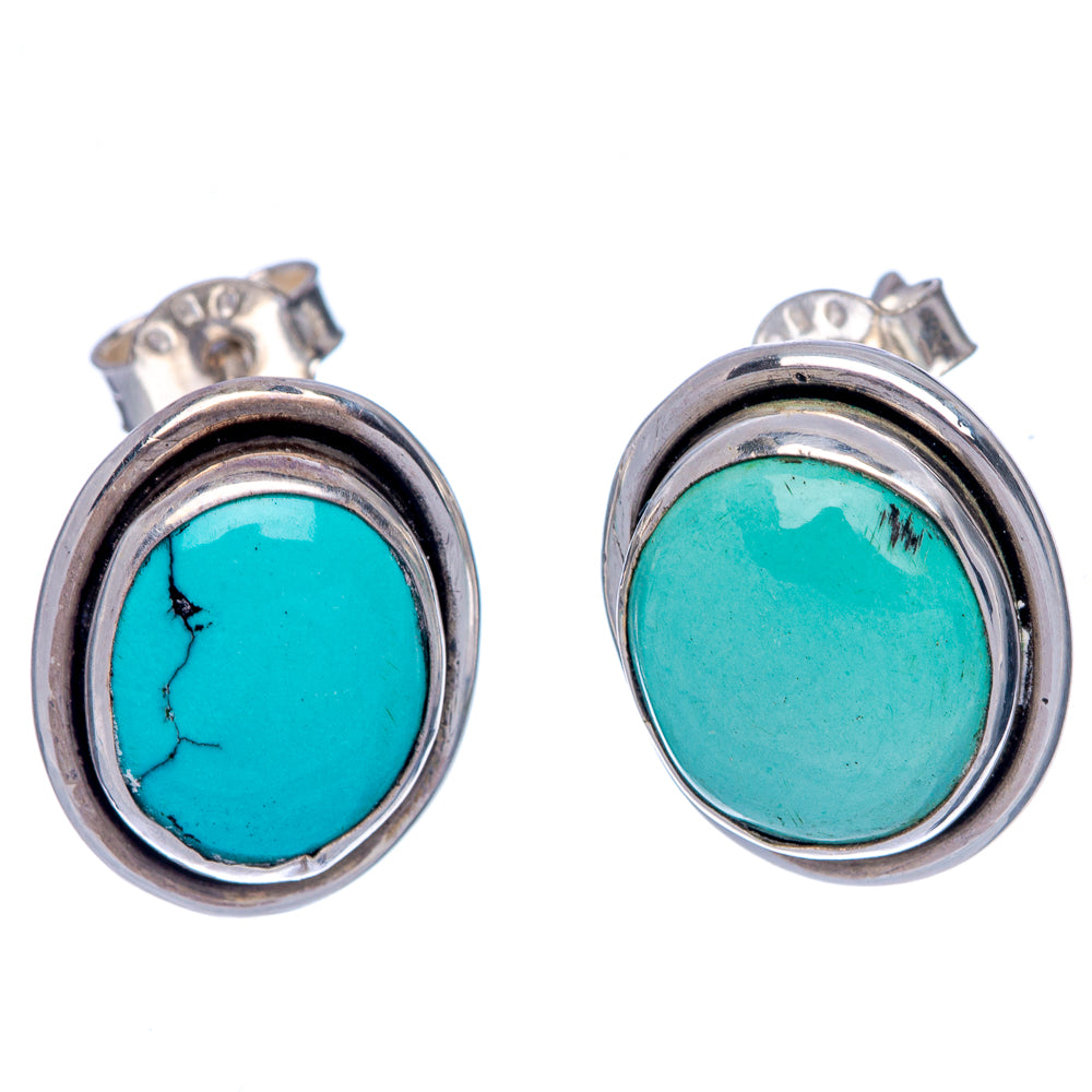 Tibetan Turquoise Earrings 5/8" (925 Sterling Silver) E433146