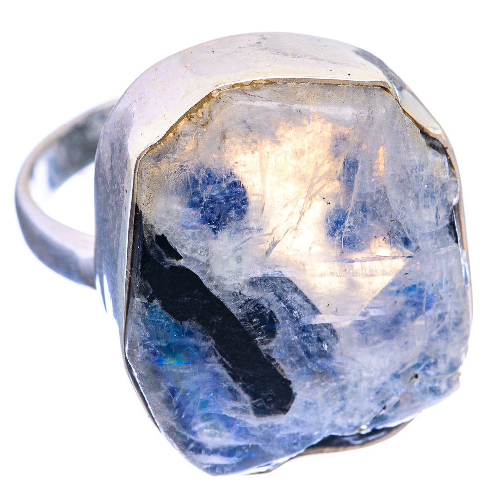 Large Raw Rainbow Moonstone Ring Size 10.25 (925 Sterling Silver) R142189