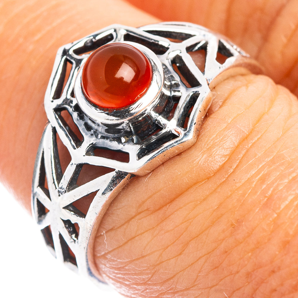 Carnelian Web Dainty Ring Size 7 (.925 Sterling Silver)