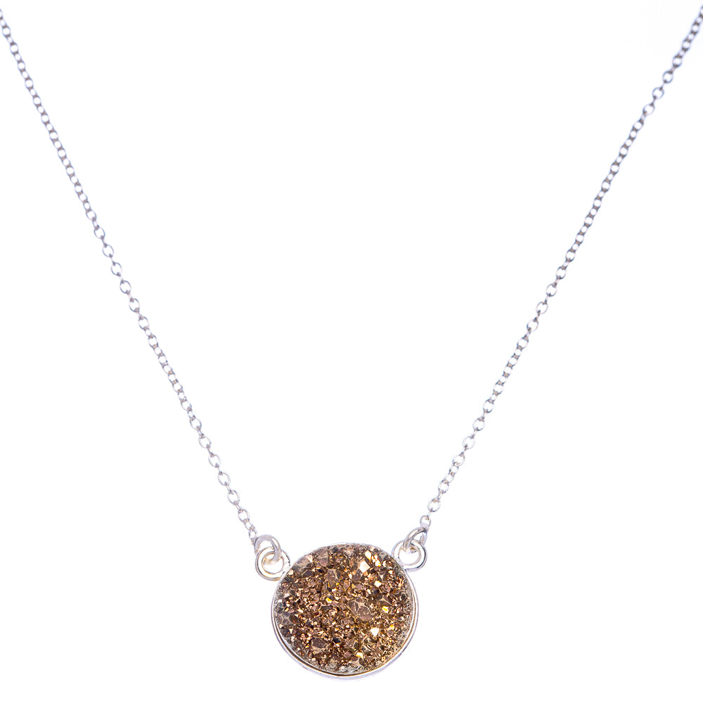 Metallic Druzy Necklace 18 1/2" (925 Sterling Silver) N90075