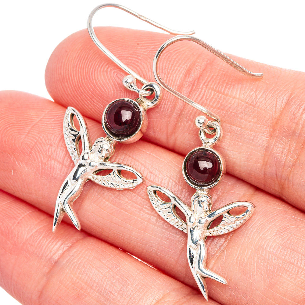 Garnet Angel Earrings 1 1/2" (925 Sterling Silver) E433275