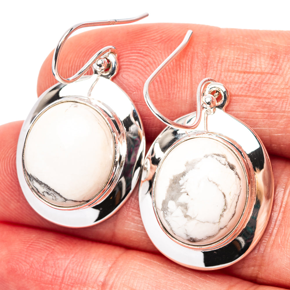 Premium Howlite Earrings 1 3/8" (.925 Sterling Silver)