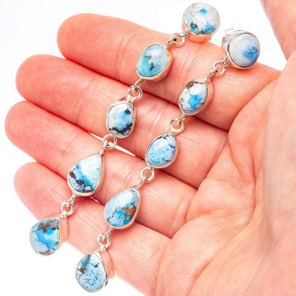 Exclusive Golden Hills Turquoise Earrings 3 1/4" (.925 Sterling Silver)