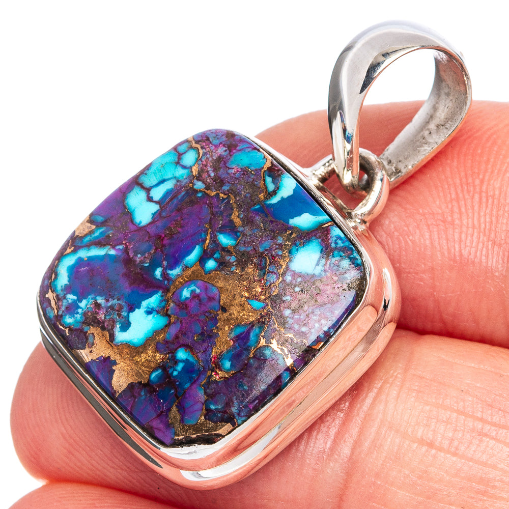 Purple Copper Turquoise Pendant 1 1/4" (925 Sterling Silver) P40400