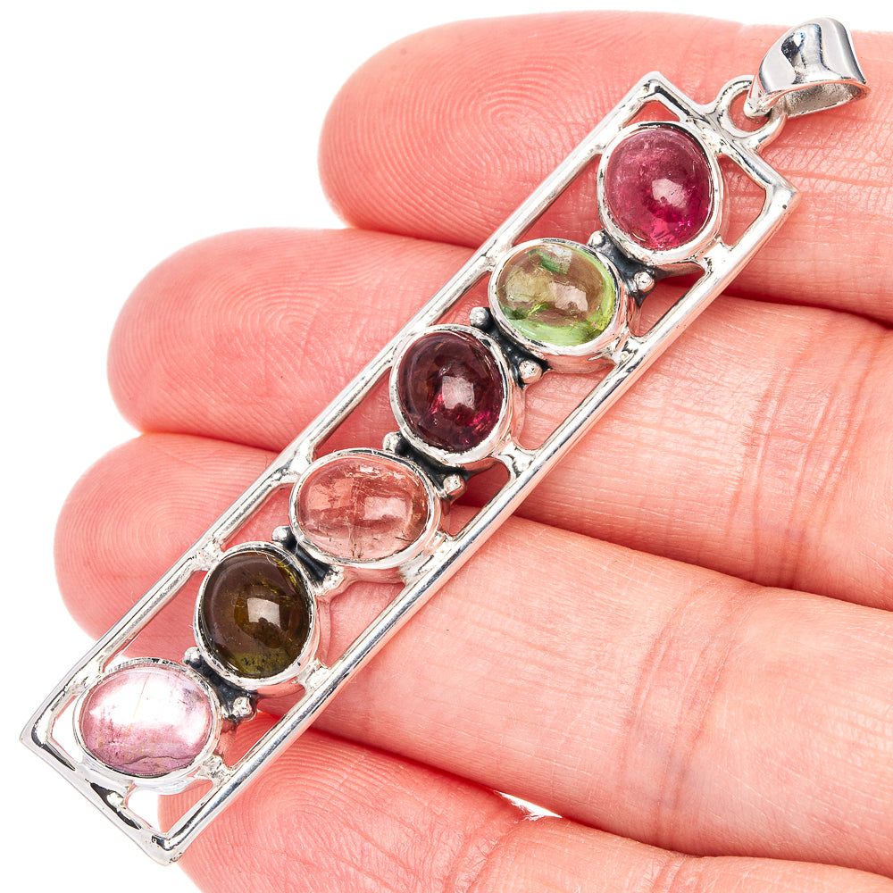 Signature Natural Tourmaline Pendant 2 3/8" (925 Sterling Silver) P41184
