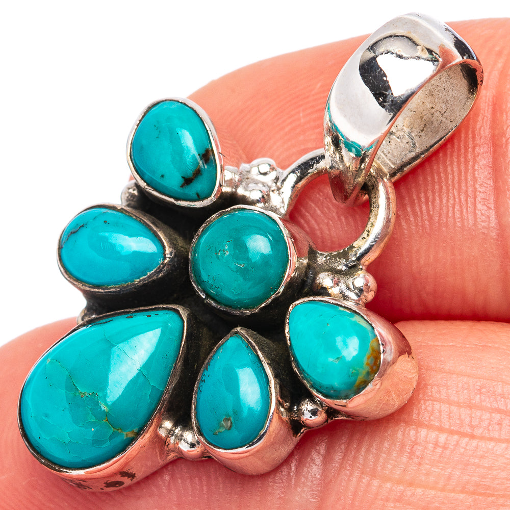 Rare Kingman Turquoise Pendant 1 1/8" (.925 Sterling Silver)