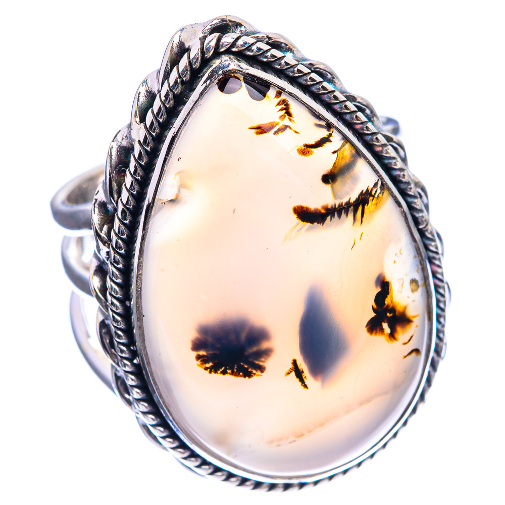 Large Monatan Agate Ring Size 8.25 (925 Sterling Silver) R142350