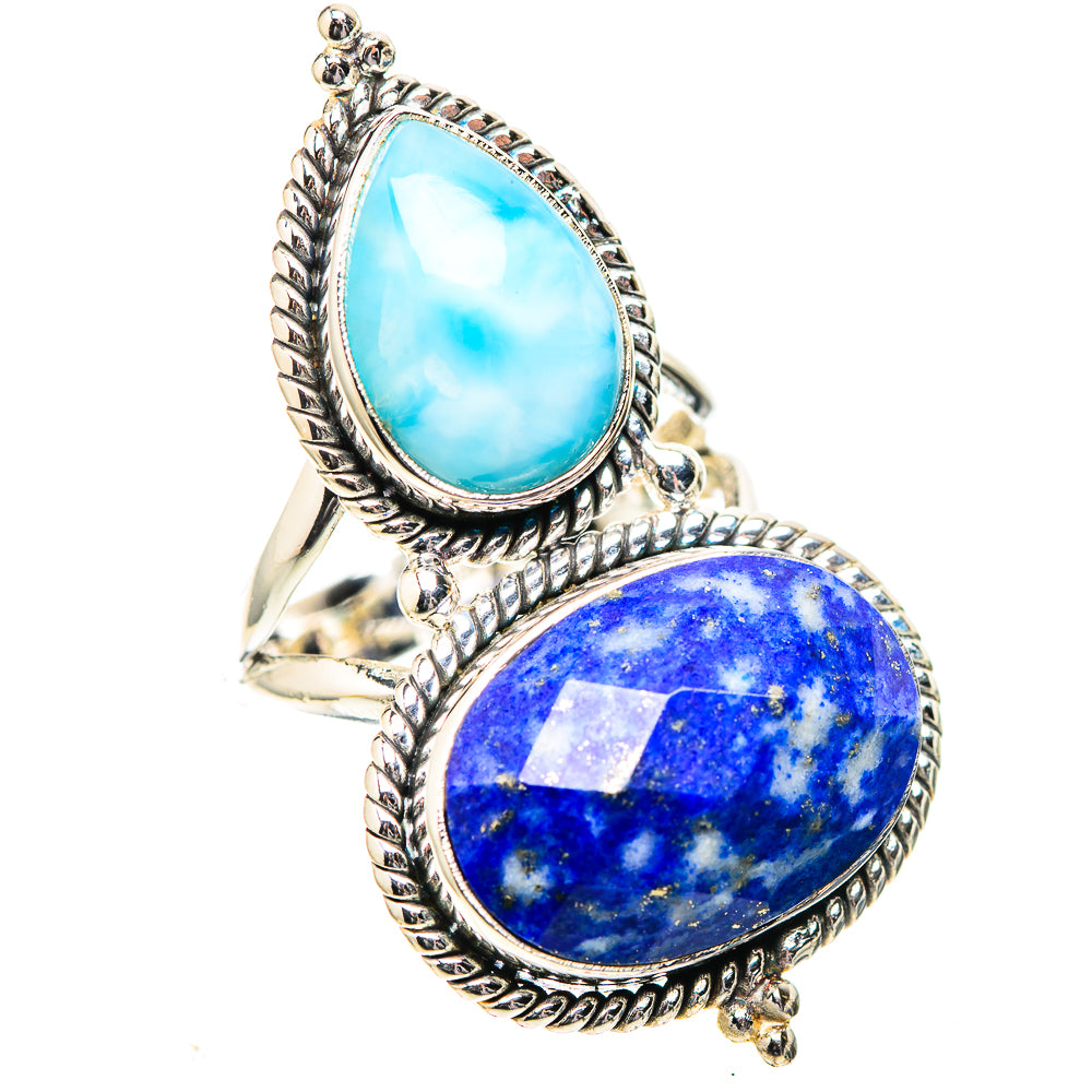 Large Lapis Lazuli, Larimar Ring Size 8 (925 Sterling Silver) RING138893