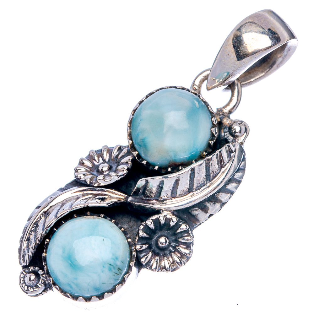 Larimar Flower Pendant 1 1/2" (925 Sterling Silver) P40249