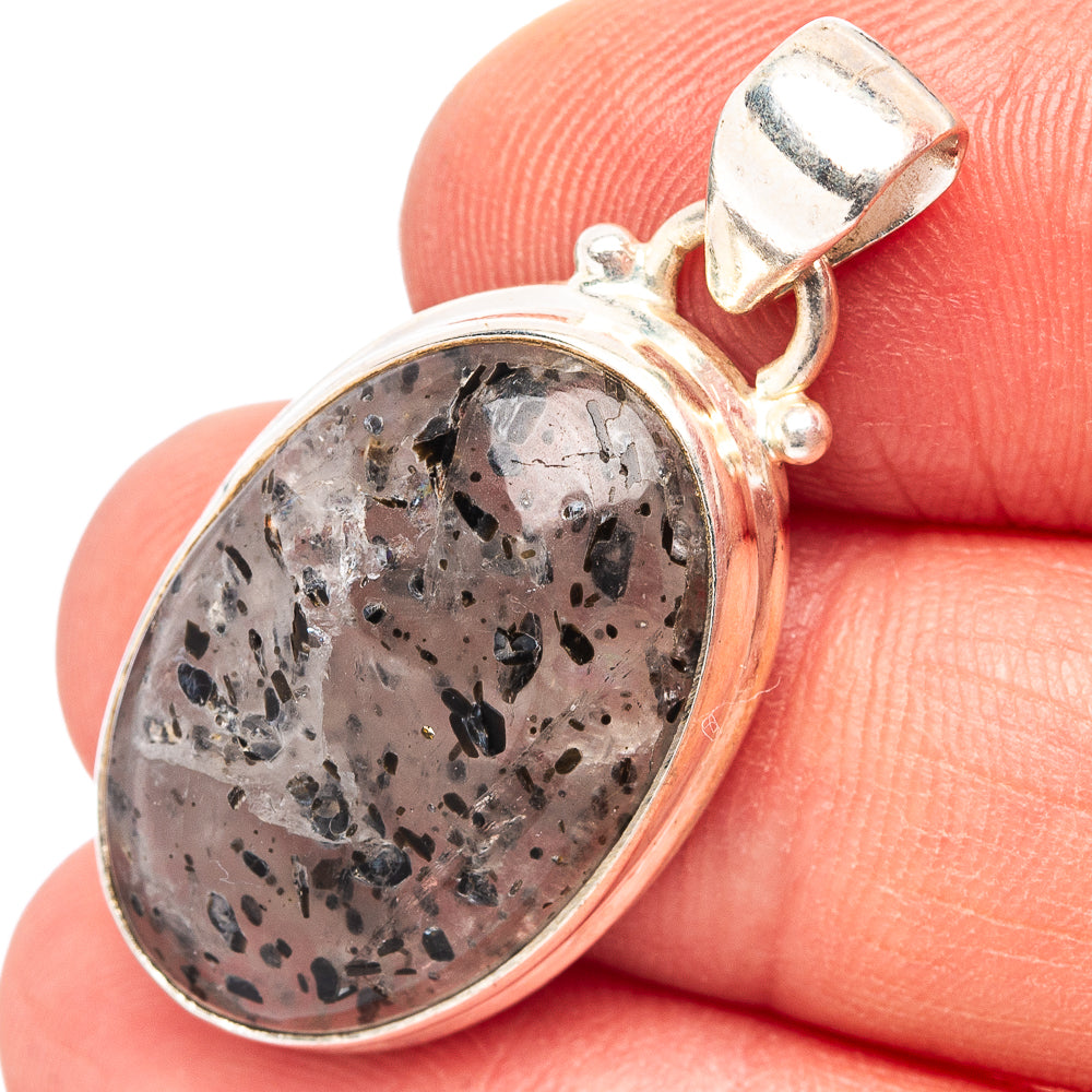 Hematite In Quartz Pendant 1 3/8" (.925 Sterling Silver)