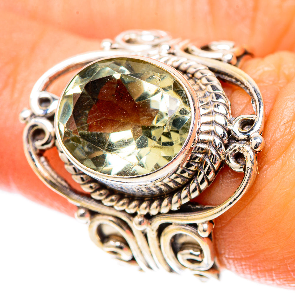 Faceted Green Amethyst Ring Size 6.75 (925 Sterling Silver) RING137895