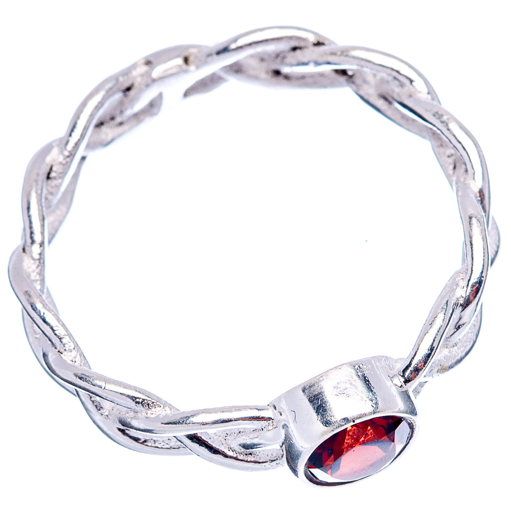Garnet Dainty Ring Size 7.75 (.925 Sterling Silver)
