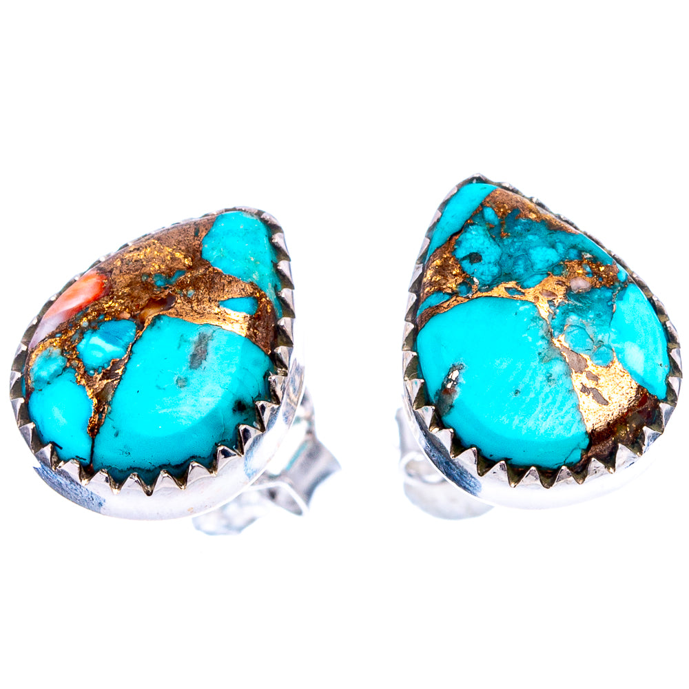 Blue Copper Turquoise Earrings 1/2" (.925 Sterling Silver)