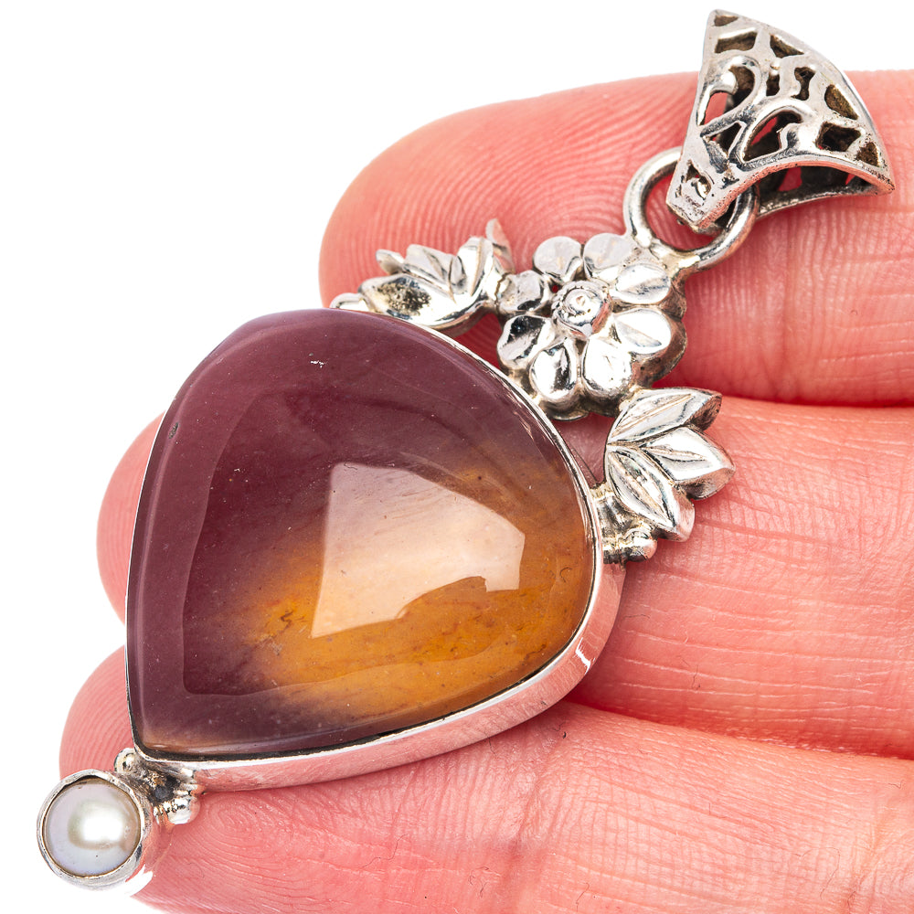 Mookaite, Cultured Pearl Pendant 2 1/8" (925 Sterling Silver) P40030