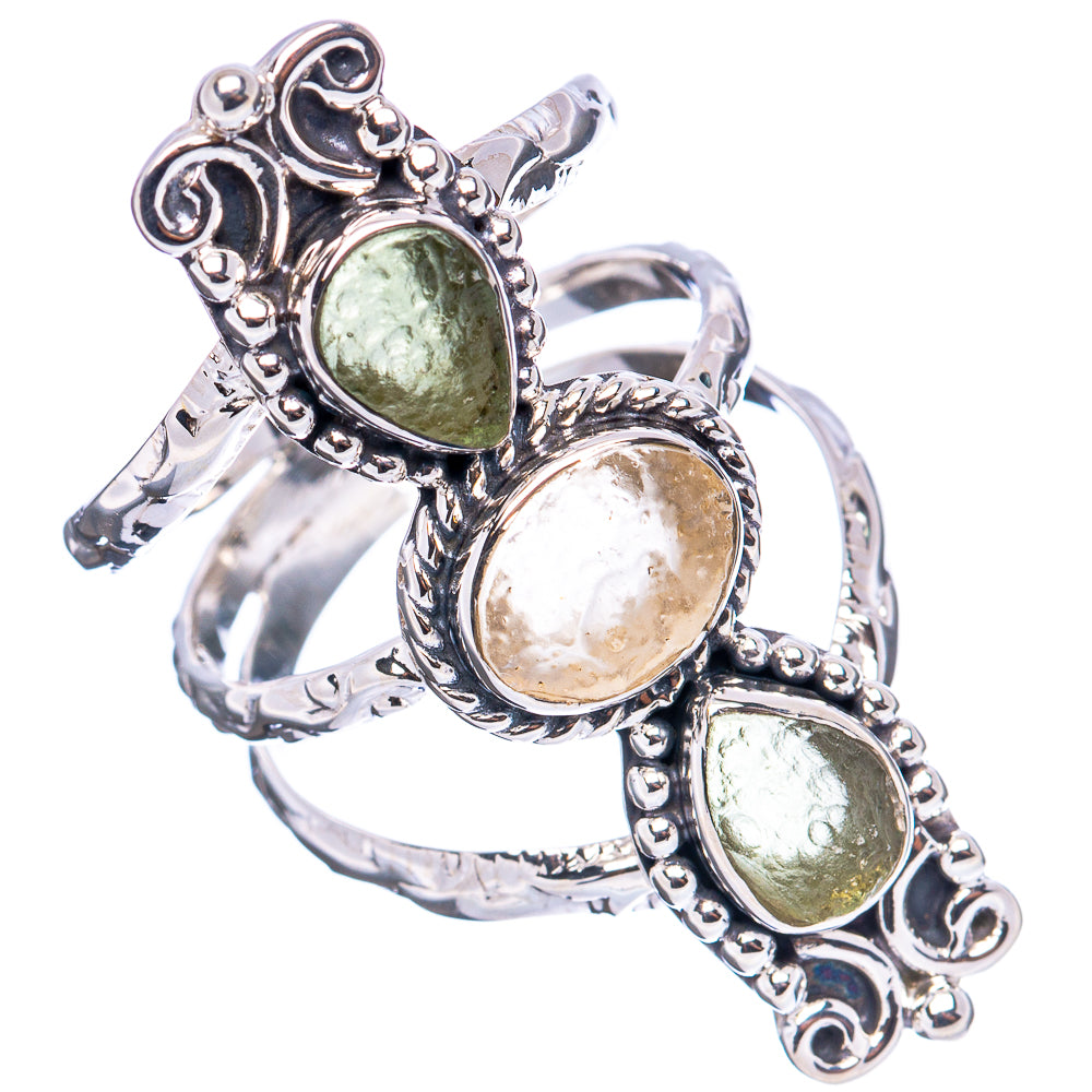 Signature Moldavite, Libyan Desert Glass Ring Size 7.75 (.925 Sterling Silver)