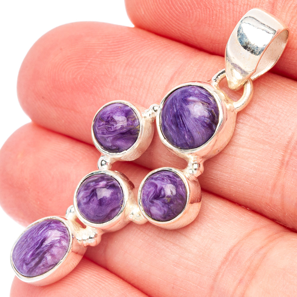 Charoite Pendant 1 5/8" (925 Sterling Silver) P44433