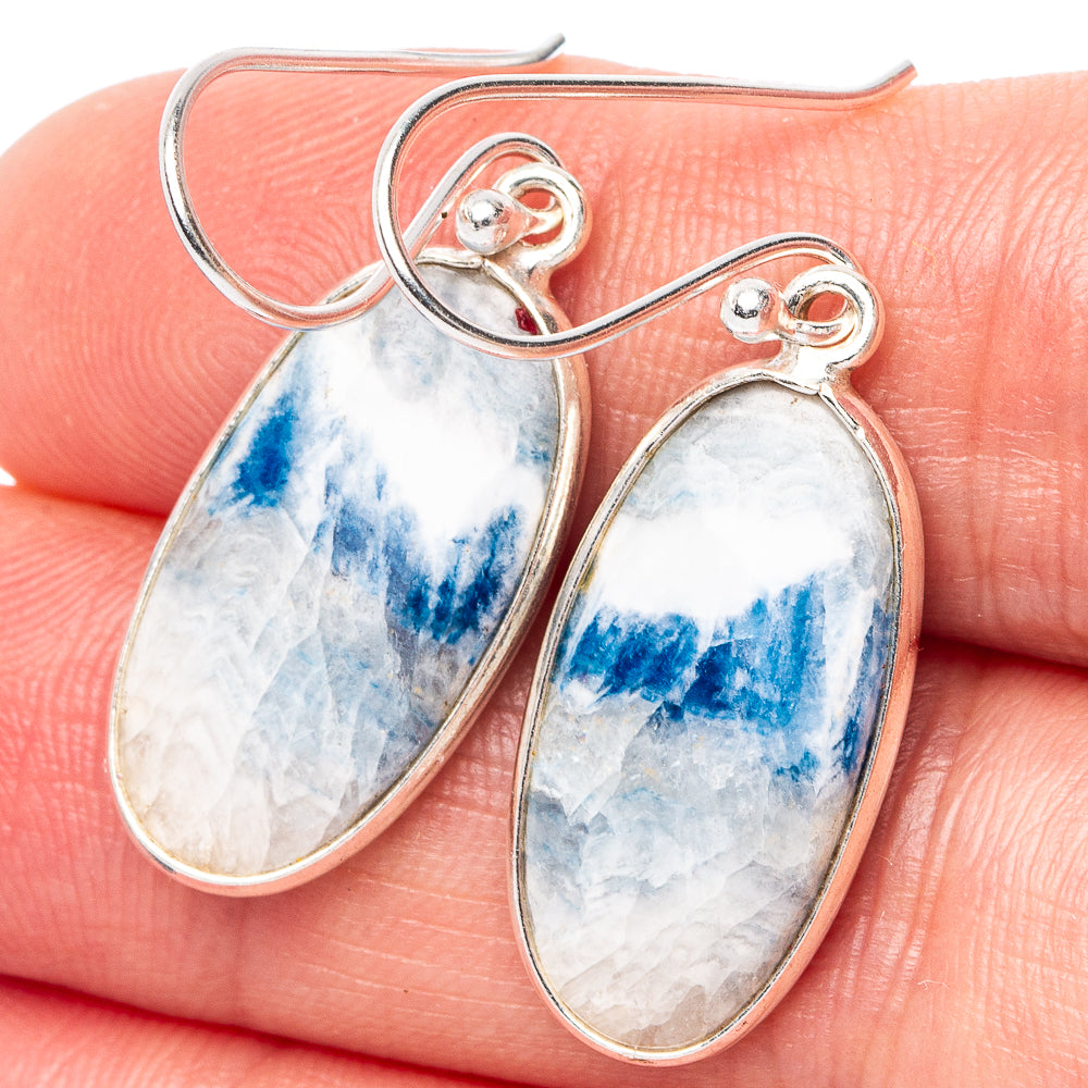 Blue Scheelite Earrings 1 1/2" (.925 Sterling Silver)