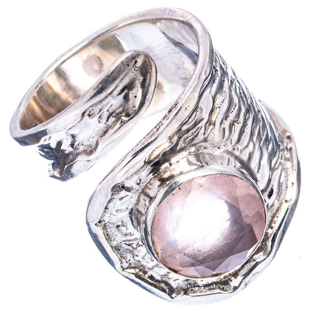 (Classic Series) Rose Quartz Ring Size 5 Adjustable (.925 Sterling Silver)