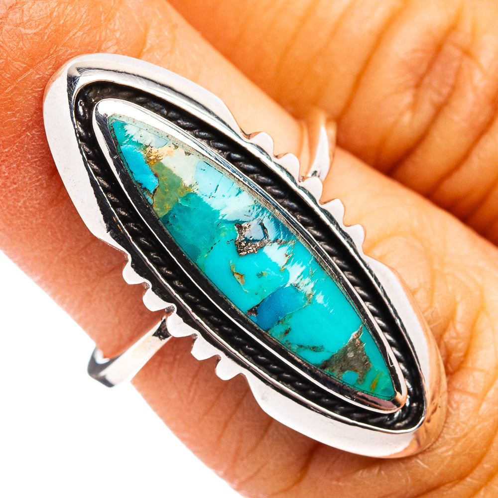 Native Style Mohave Turquoise Ring Size 5.5 (.925 Sterling Silver)