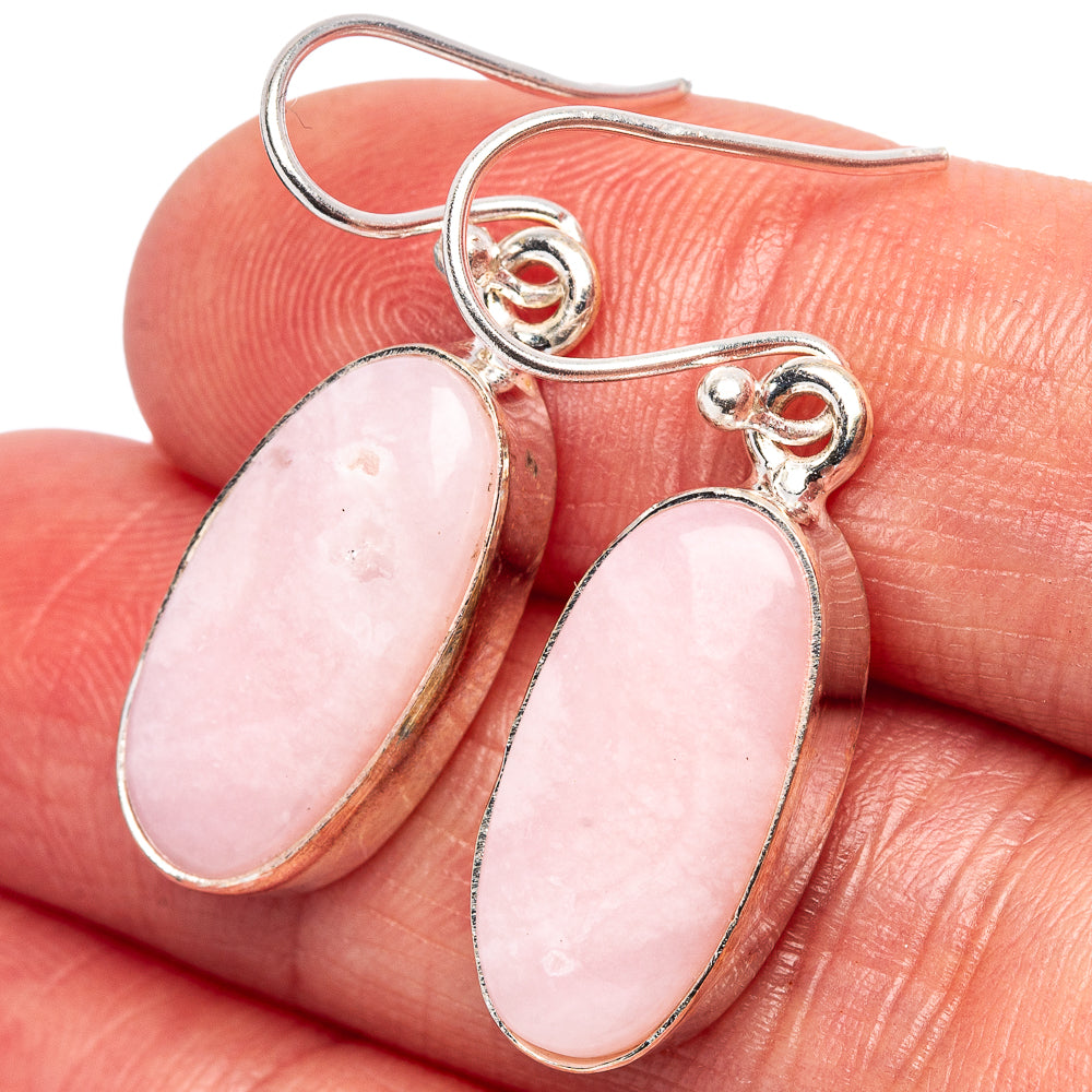 Pink Opal Earrings 1 1/4" (.925 Sterling Silver)