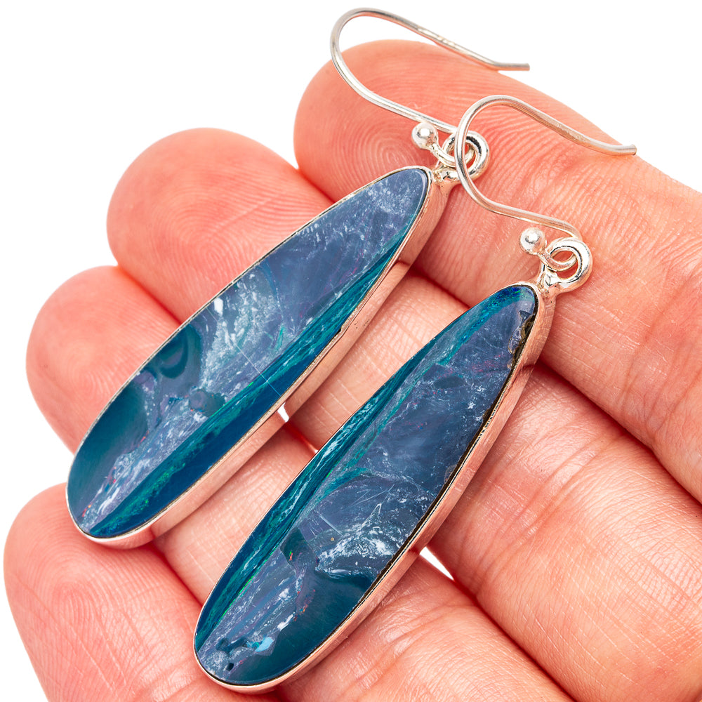 Rare Doublet Opal Earrings 2 1/8" (925 Sterling Silver) E2543