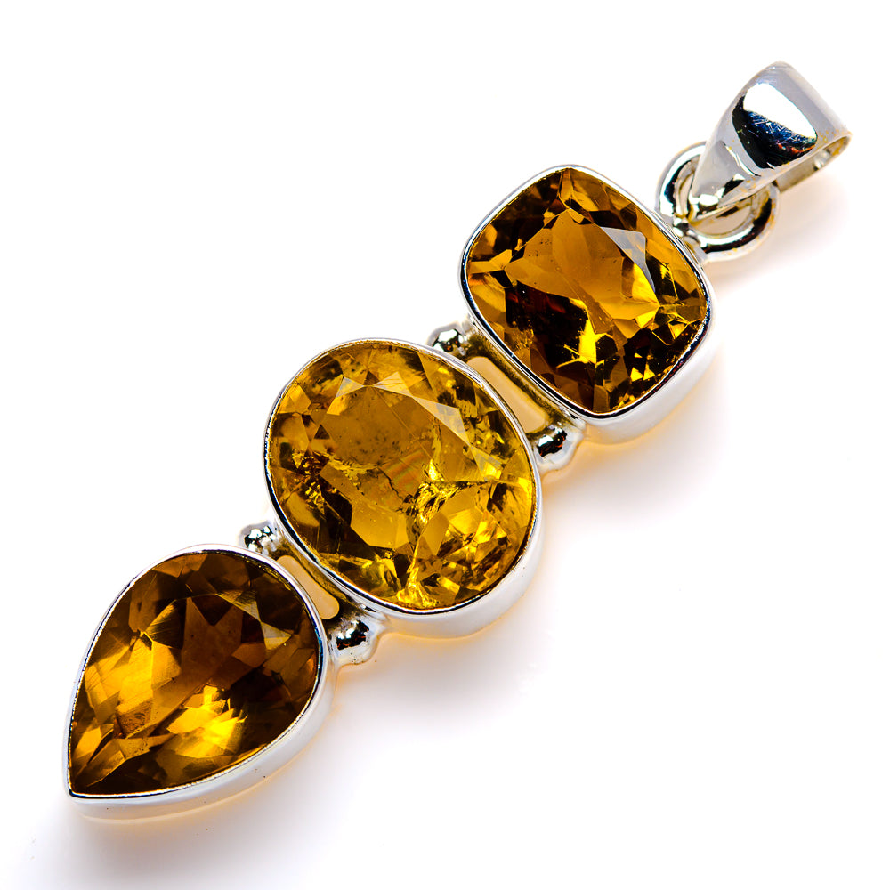 Faceted Citrine Pendant 2" (925 Sterling Silver) PD38000