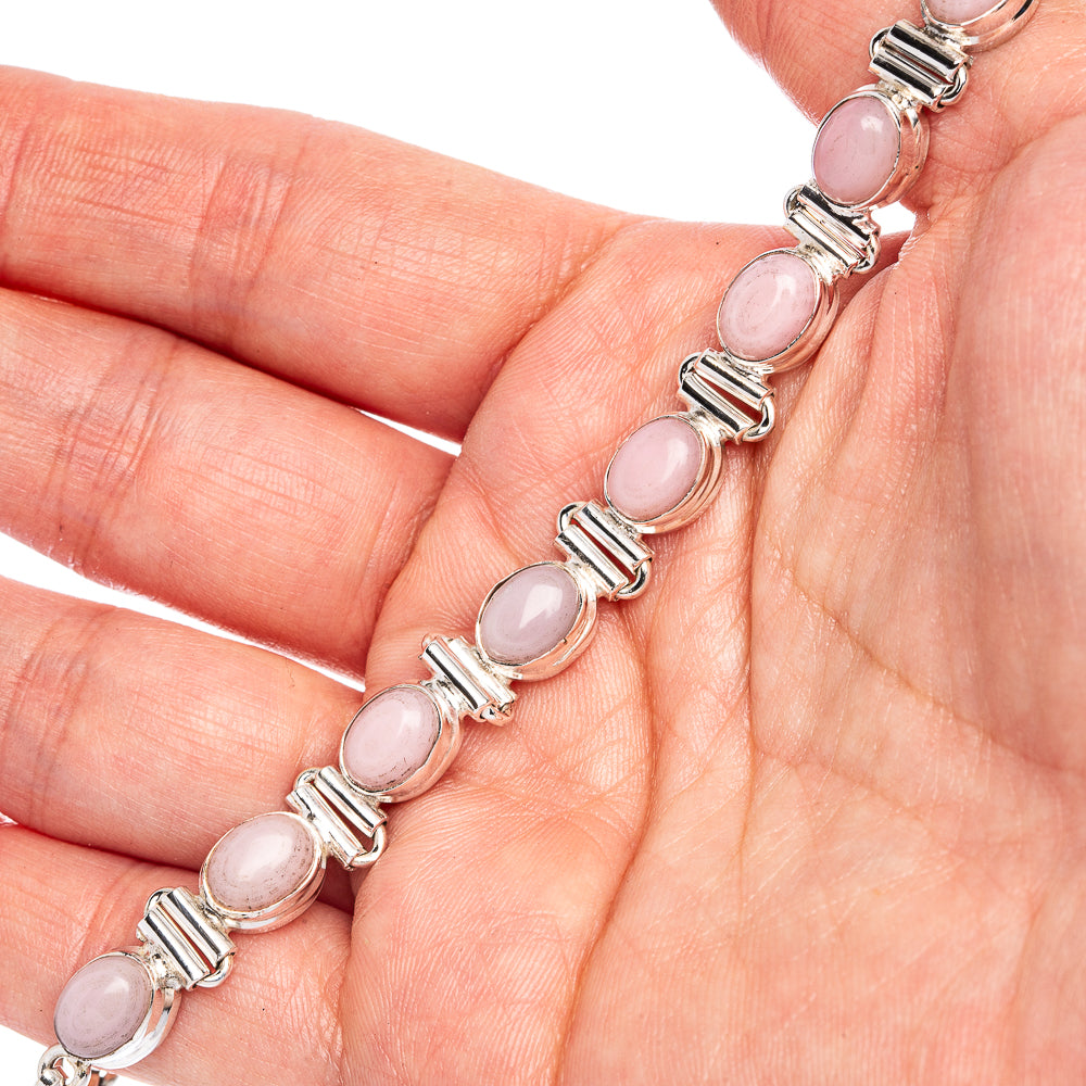 Pink Opal Bracelets 6 3/8 To 8 1/8" (925 Sterling Silver) B90369
