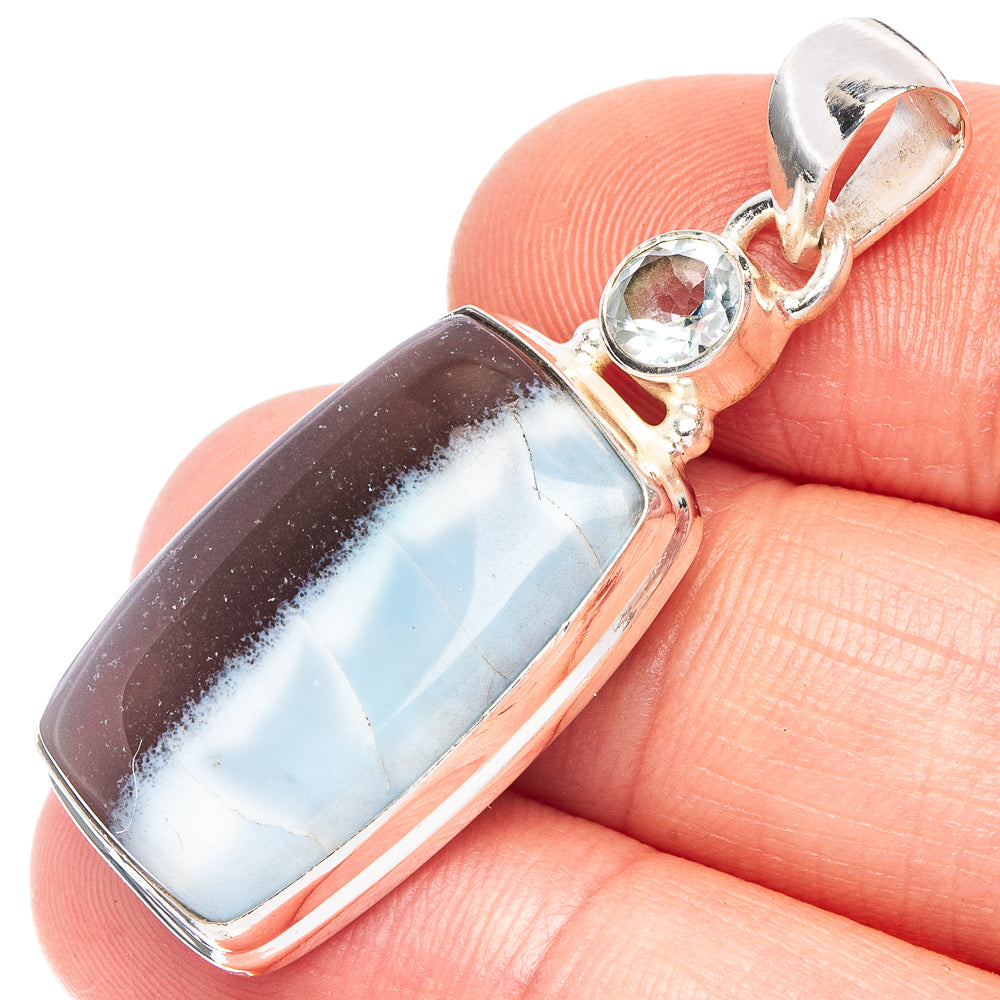 Owyhee Opal, Blue Topaz Pendant 1 5/8" (925 Sterling Silver) P43992
