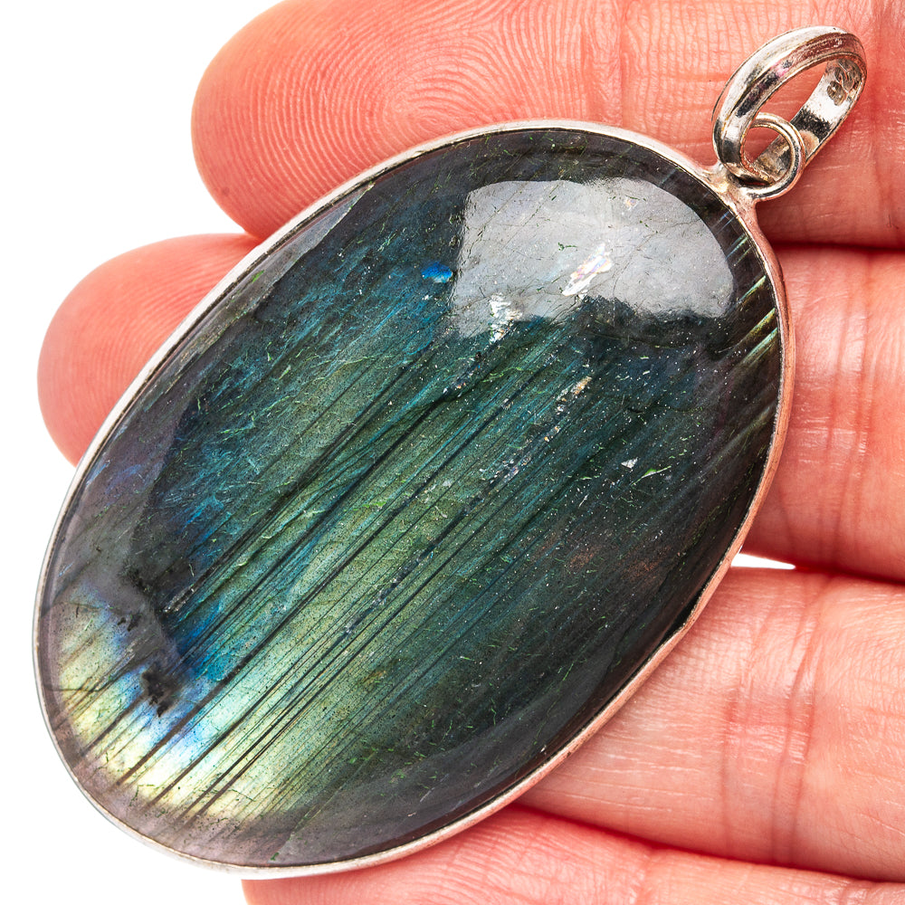 Labradorite Pendant 2 3/8" (Silver Plated)