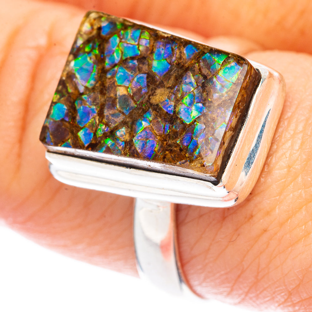 Rare Ammolite Ring Size 8.75 (925 Sterling Silver) R2110