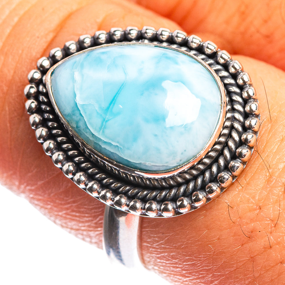 Larimar 925 Sterling Silver Ring Size 8