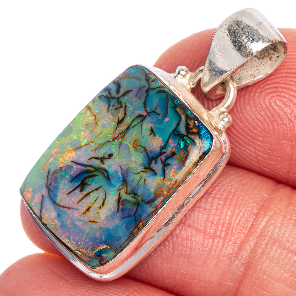 Rare Sterling Opal Pendant 1 1/8" (925 Sterling Silver) P40668