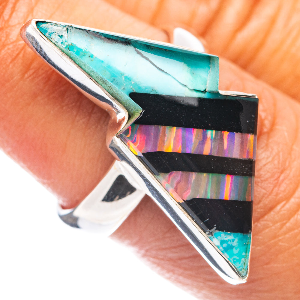 Premium Aura Opal Bolt Ring Size 6.75 (.925 Sterling Silver)
