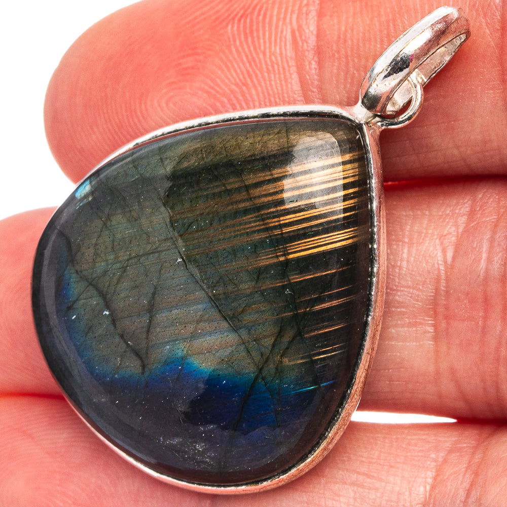 Labradorite Pendant 1 5/8" (Silver Plated)