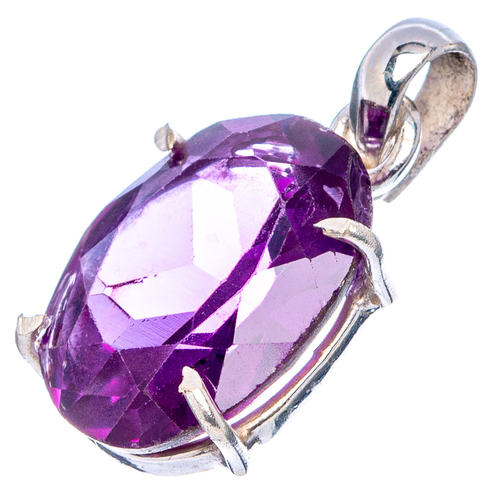 Lab Created Faceted Alexandrite Pendant 1" (.925 Sterling Silver)