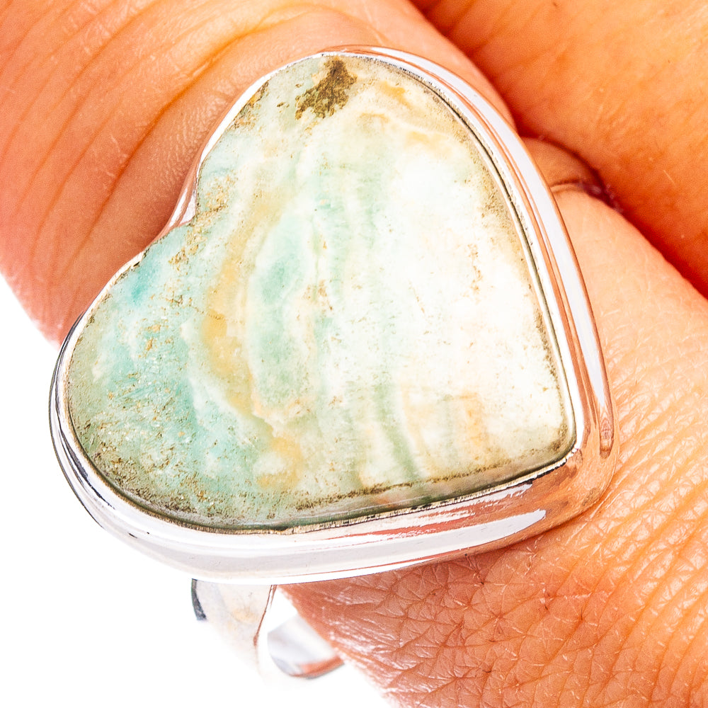 Blue Aragonite Heart Ring Size 11.25 (.925 Sterling Silver)