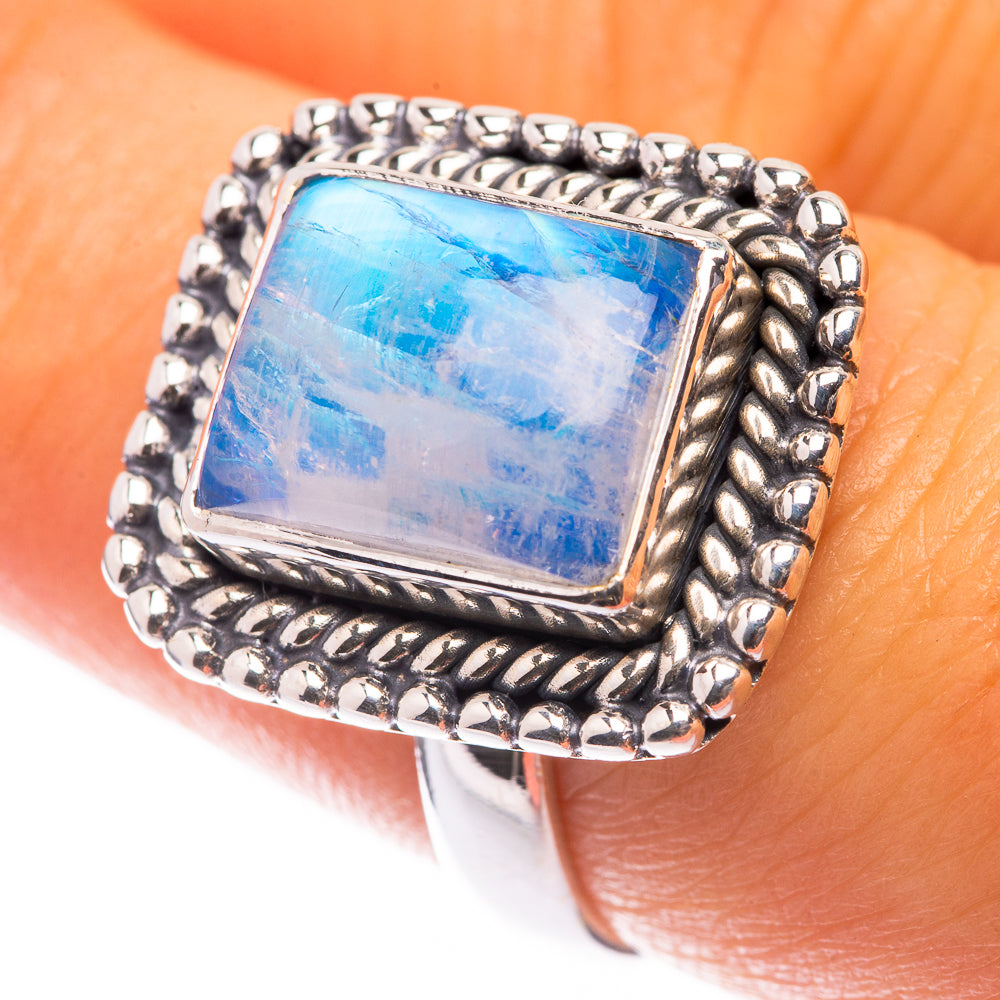Blue Moonstone Ring Size 8 (925 Sterling Silver) R141104