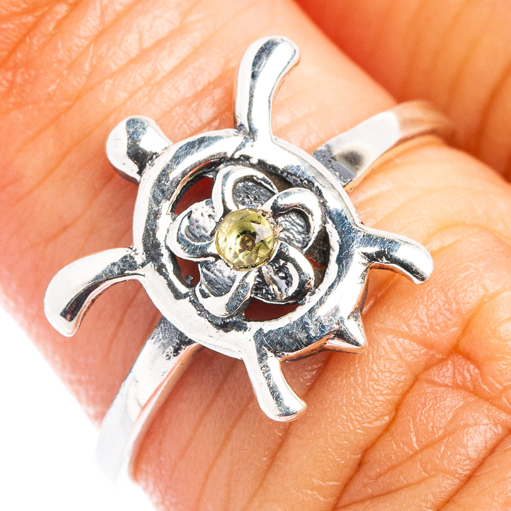 Citrine Seaturtle Dainty Ring Size 5.75 (.925 Sterling Silver)