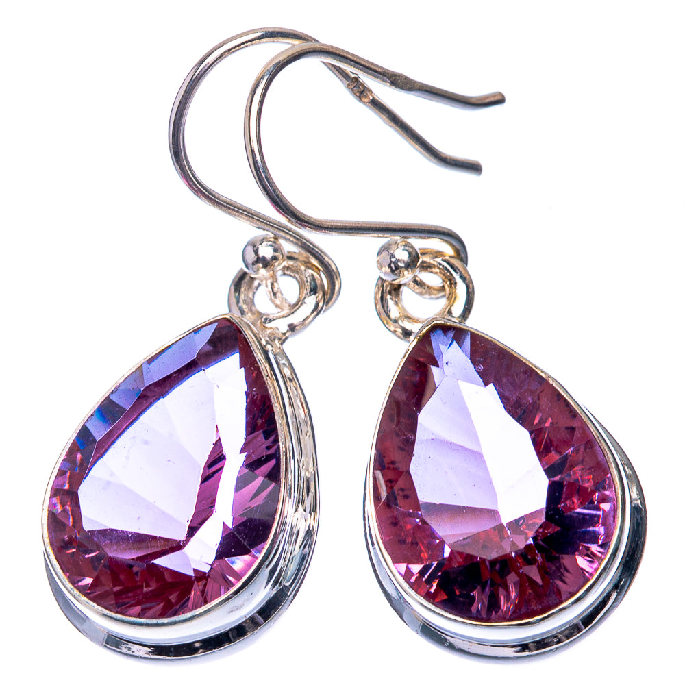 Faceted Color Change Alexandrite (Lab.) Earrings 1 1/4" (925 Sterling Silver) E432582