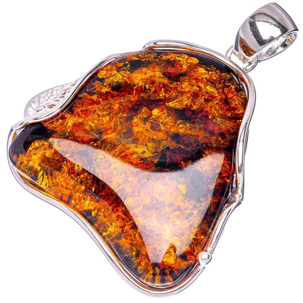 Anasilvercos Baltic Amber Pendant 2 1/8" (925 Sterlnig Silver)