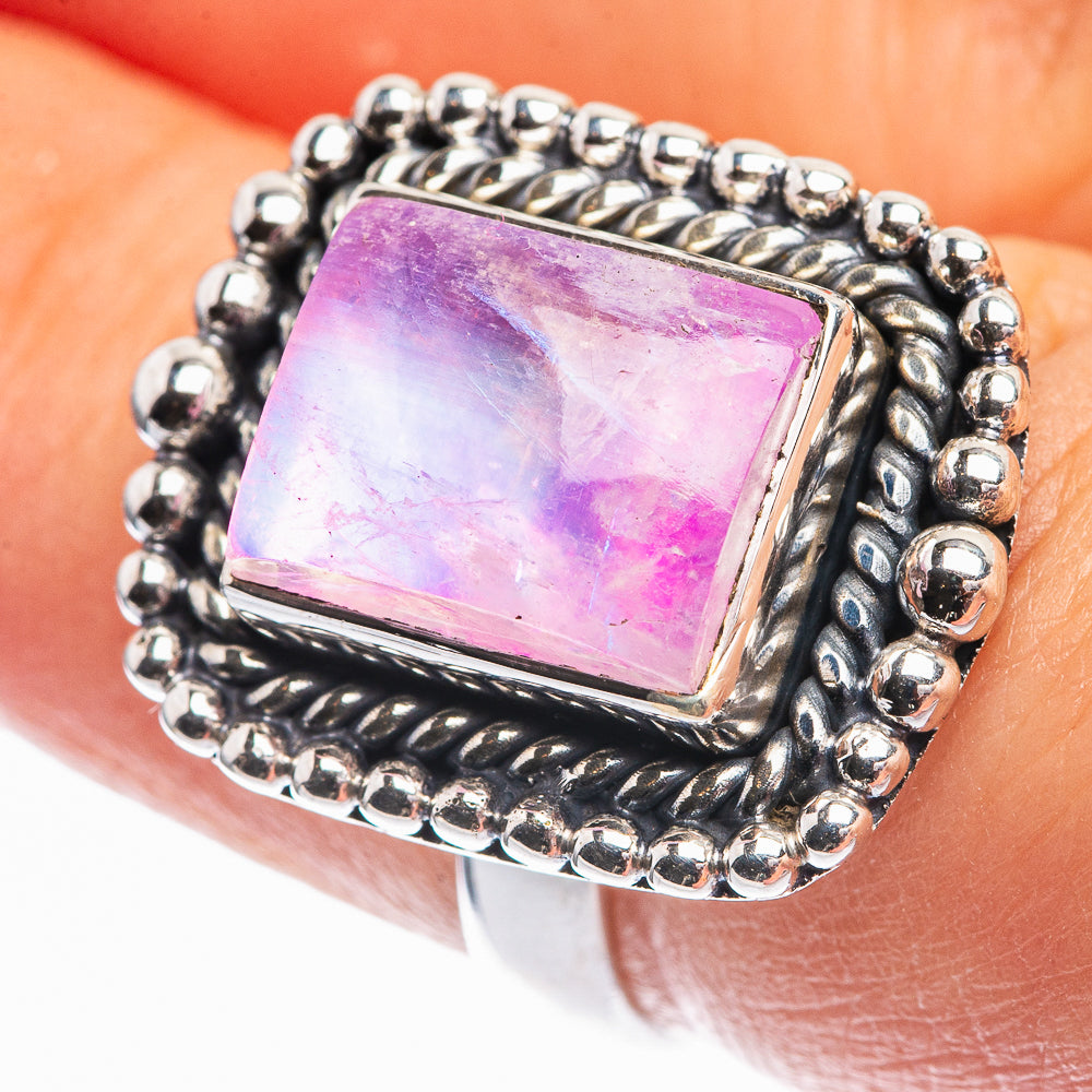 Pink Moonstone Ring Size 6.75 (925 Sterling Silver) R142233