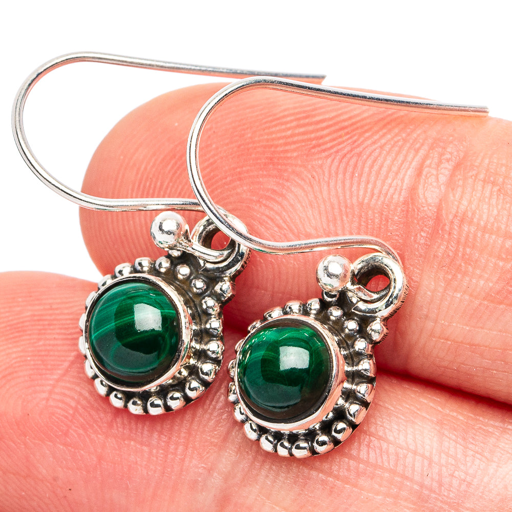 Malachite Earrings 1 1/8" (925 Sterling Silver) E3021